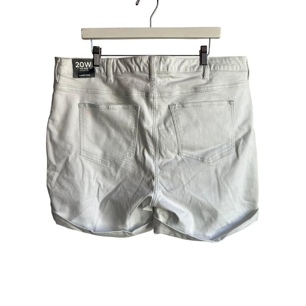 LANDS' END WOMENS PLUS 20W DENIM MID RISE ROLL CUFF STRETCH JEAN SHORT WHITE NEW - Picture 3 of 13